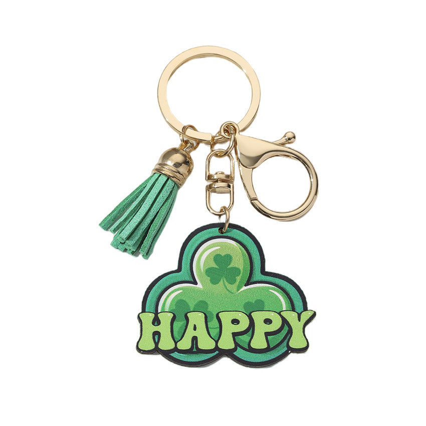 Wholesale St. Patrick's Day Green Shamrock Wooden Keychain
